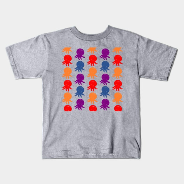 Colorful Baby Octopus Pattern Kids T-Shirt by Braznyc